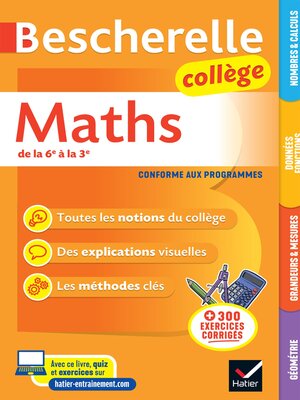cover image of Bescherelle Maths Collège (6e, 5e, 4e, 3e)